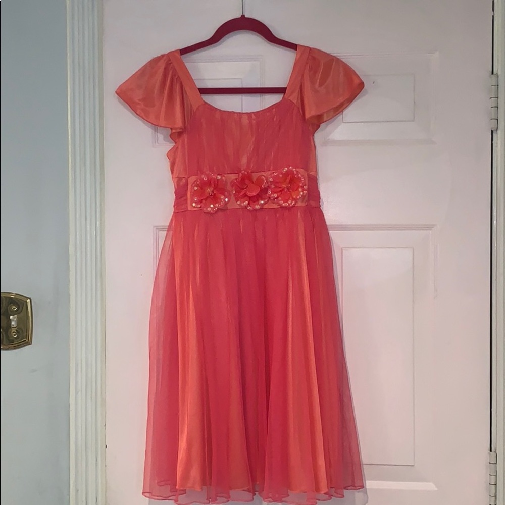 Orange and Pink Girls Formal Dress